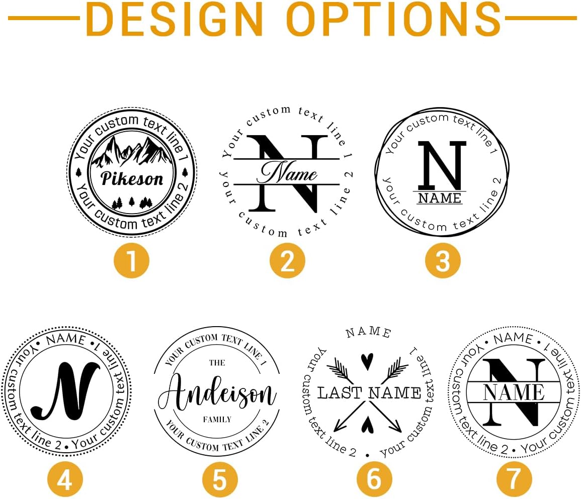 Personalized Round Address Stamp, Custom Self Inking Rubber Stamp with Name Initials Text, Customized Monogram, Wedding Address Stamp, Stampers for Office, Small Business, Events