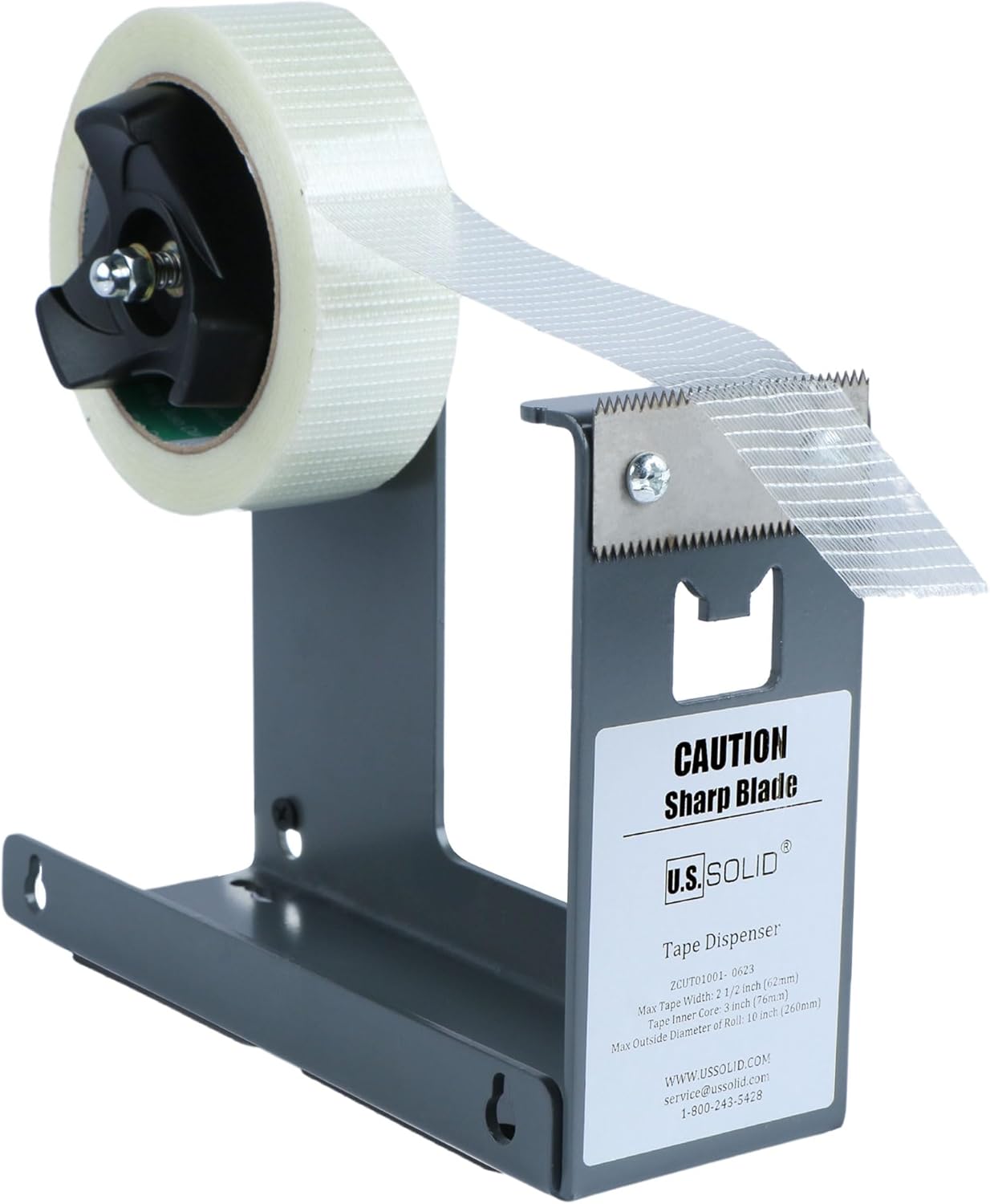 U.S. Solid Iron Desktop Tape Dispenser - 2.5 Inch Wide, 3 Inch Core, 3 Mounting Options, Extremely Durable