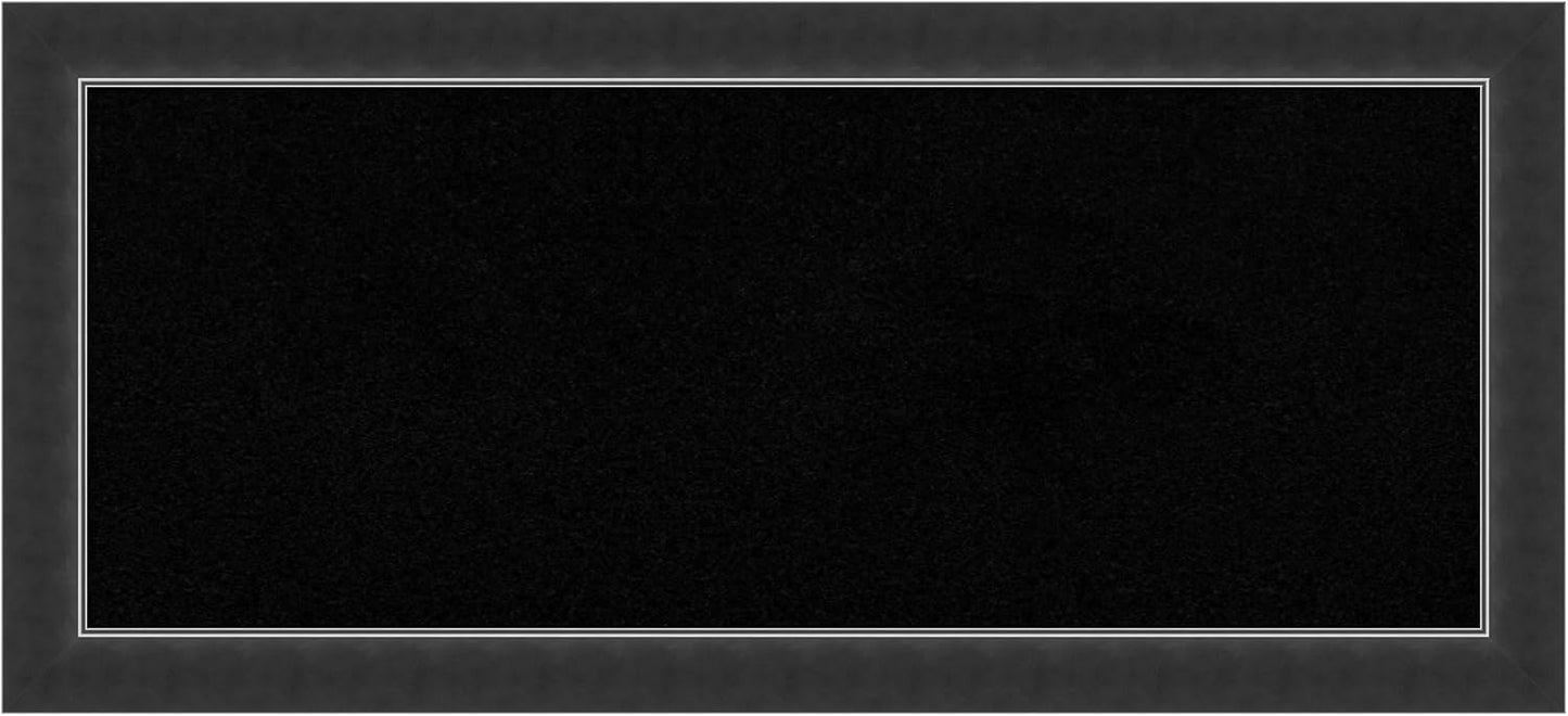 Amanti Art Black Cork Board for Wall, 15x33 Vision Board with Black Wood Frame, Medium Corkboard Office Decor for Home Organization, Modern Corkboard Pinboard to Display Items for Home Organization