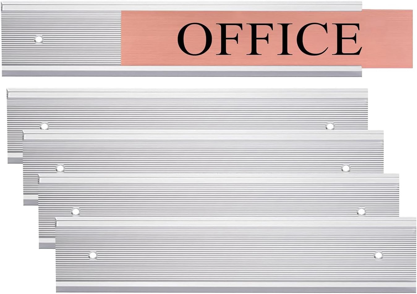 5 Pack Aluminum Wall or Door Name Plate Holder, Wall Mount Office Door Sign Holder with Double Sided Tape, for Business Department, Meeting Room, Room Number (Silver, 1.5" x 8")