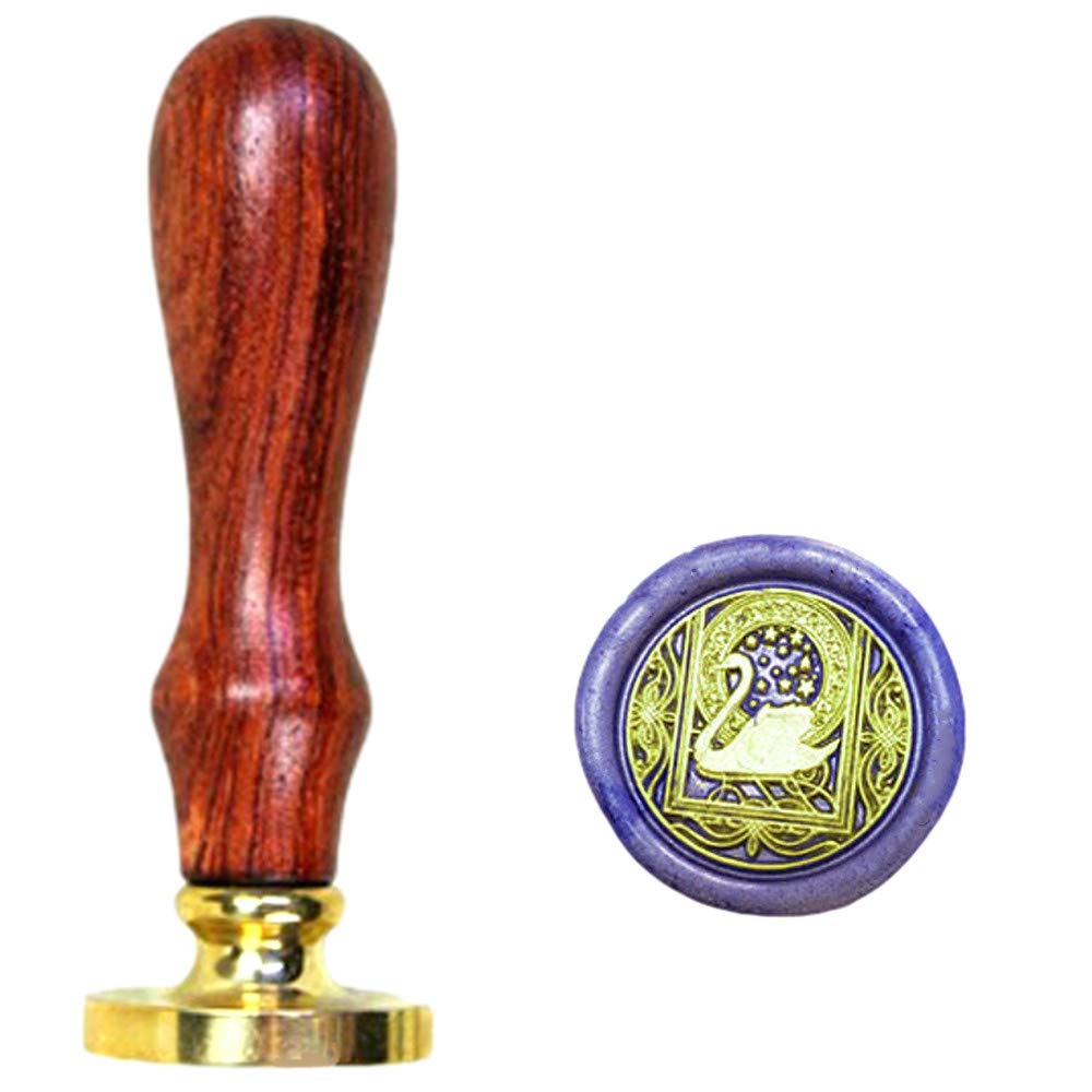 Starry Swan Wax Sealing Stamp with Removable Brass Head Wooden Handle - Retro Vintage Animal Sealing Wax Stamp for Letter Cards Invitations