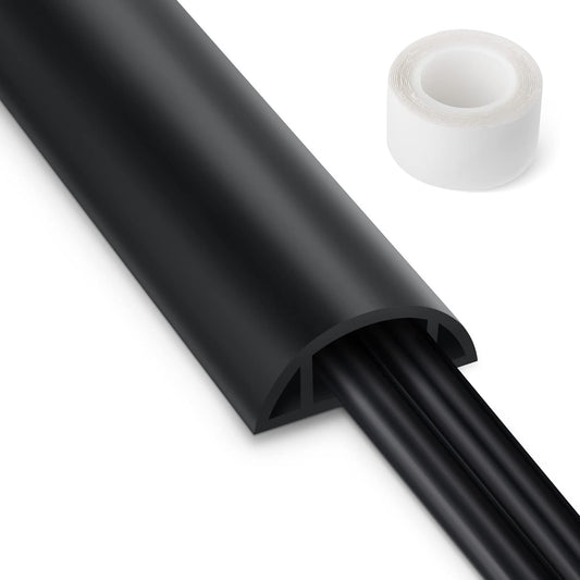 5.5FT Floor Cord Cover, Black Soft Cable Cover Floor, Large Size Extension Cord Covers for Floor, Power Cord Protector Floor Wire Cover - Cord Channel Diameter: 0.7" (W) x 0.4" (H)