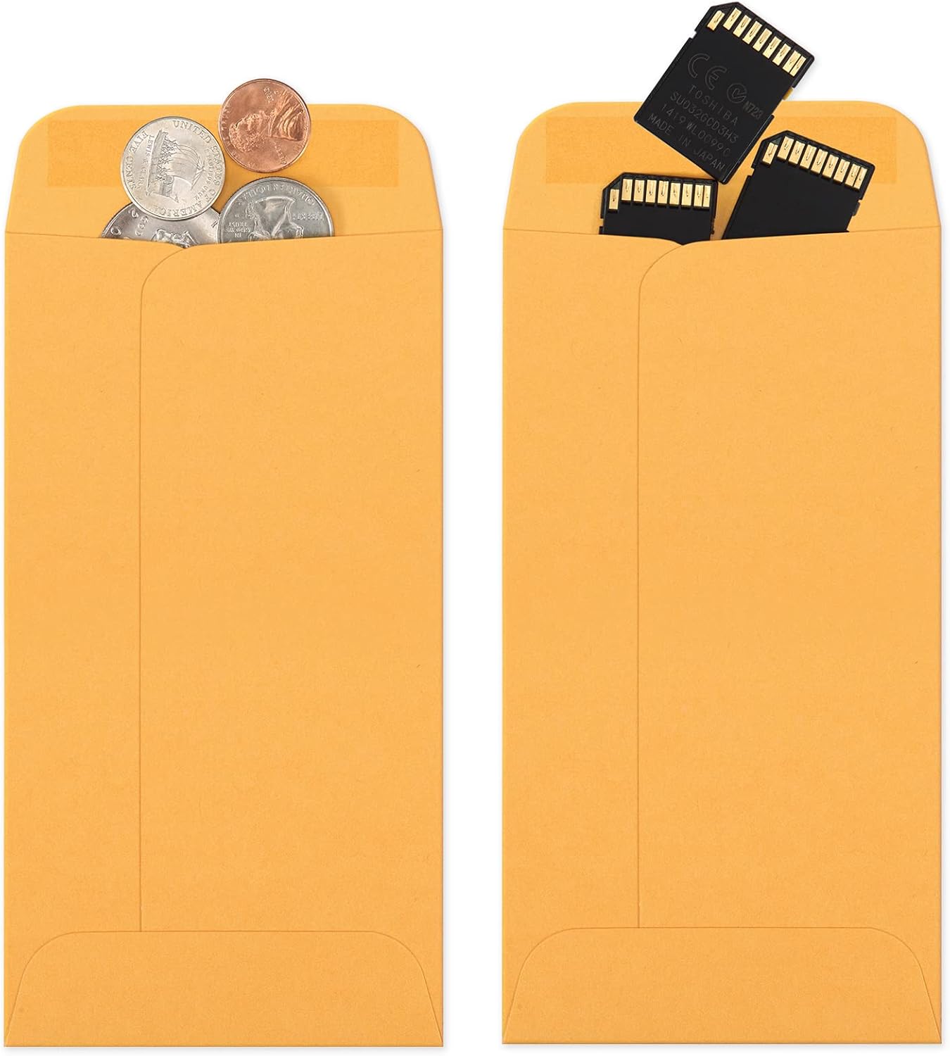 ValBox 3.5x6.5 Money Envelopes, Brown Kraft #7 Coin Envelopes, Small Parts Envelope with Gummed Flap for Seed, Cash, Budgeting (Pack of 100)