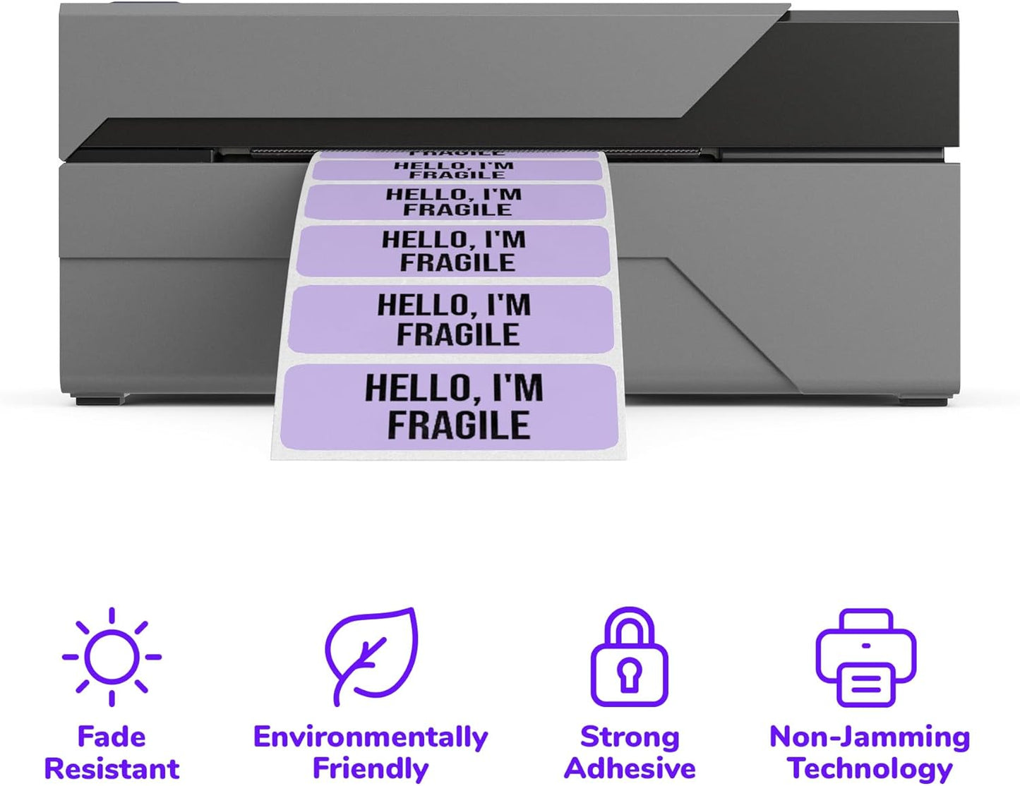Rollo Direct Thermal 2x1 Sticker Labels - Roll of 1,000 Purple Thermal Labels - Multi-Purpose Thermal Printer Stickers