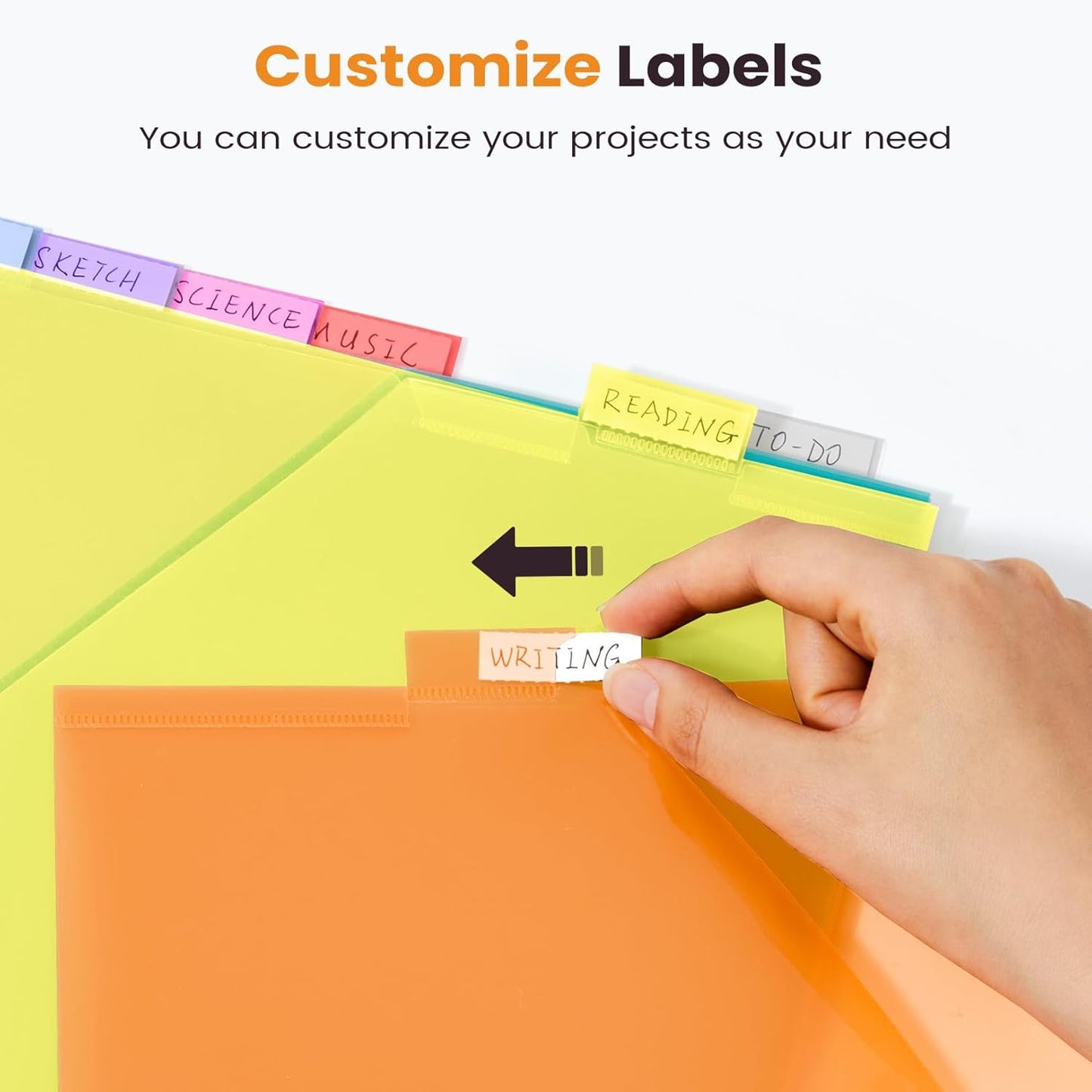 Sooez 48 Count Dividers with Pockets, 8 Tabs Binder Divider for 3 Ring Binders, Binder Dividers with tabs, Binder Divider with Pockets for US Letter Size, Insertable Big Tabs, Multicolor, 6 Sets