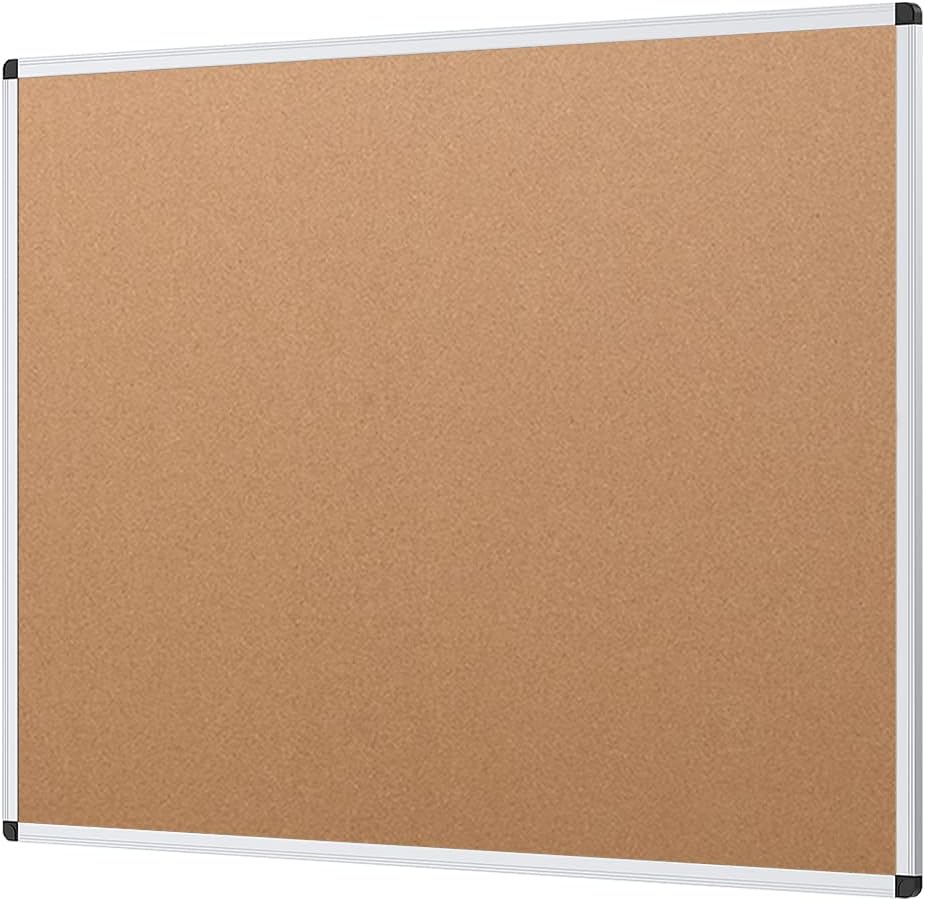 VIZ-PRO Cork Notice Board, 36 X 24 Inches, Pack of 2, Silver Aluminium Frame