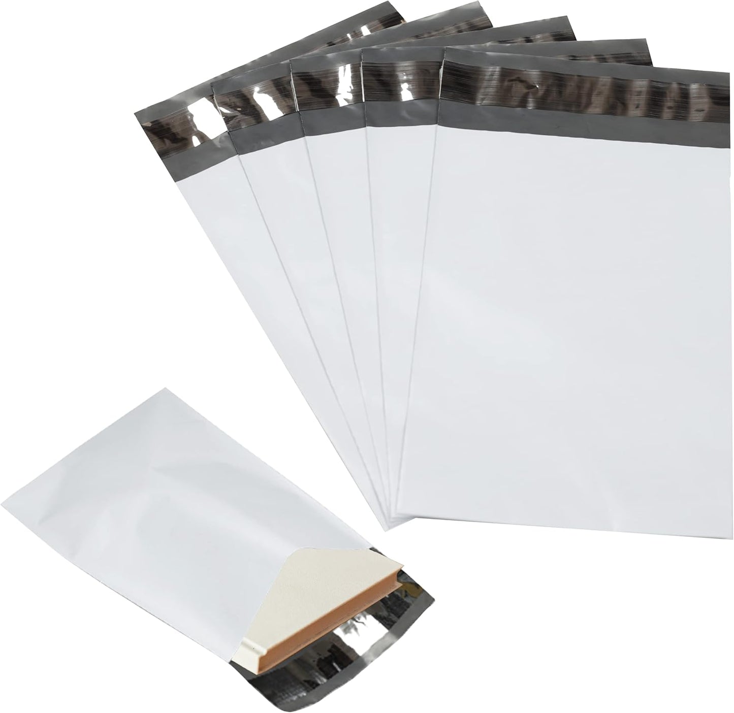 100 Pack Secure Seal White Poly Mailers Shipping Bags - Safe Shipping with 7.5x10.5 Mailers Poly Bags - E-Commerce Poly Bags for Shipping - Self Sealing 2 Mil Poly Shipping Envelopes