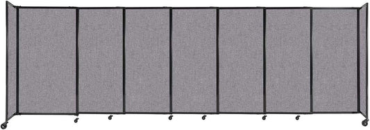 Versare Straightwall Sliding Portable Wall Partition | Freestanding Office Dividers | Locking Wheels | Temporary Room Separator | 15'6'' Wide x 5' Tall Cloud Gray Fabric Panels