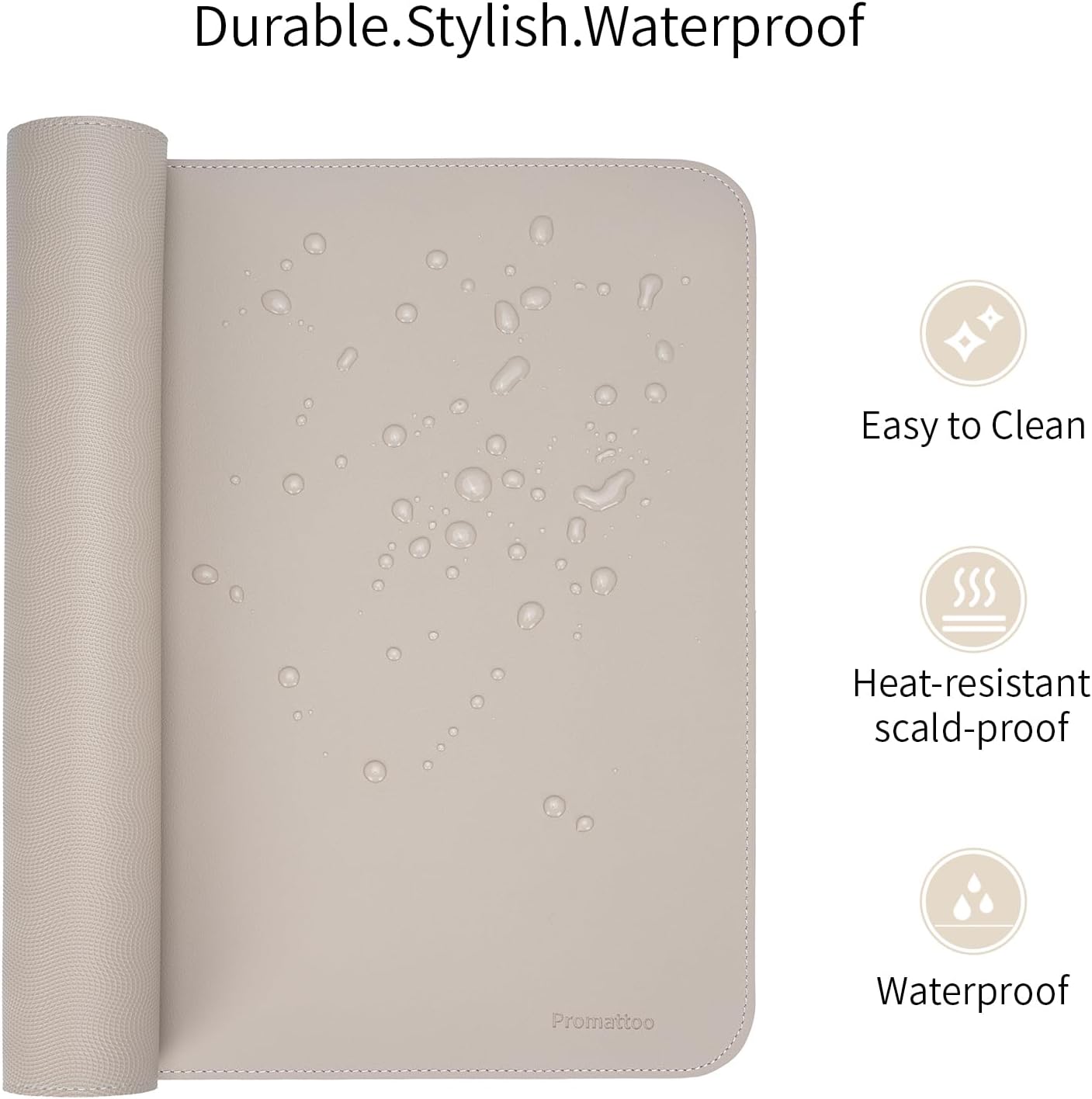 Oversized Non-Slip Desk Pad Protector – Grips Desk Firmly, Anti-Slip Like You've Never Seen! Vegan Leather Waterproof Laptop Mat for Keyboard & Mouse – Large Office Pad– Stone Gray