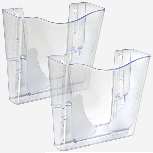Azar Displays 250088-CLR-2PK Single Vertical Pocket Wall Mount File Holder, Clear (2-Pack)