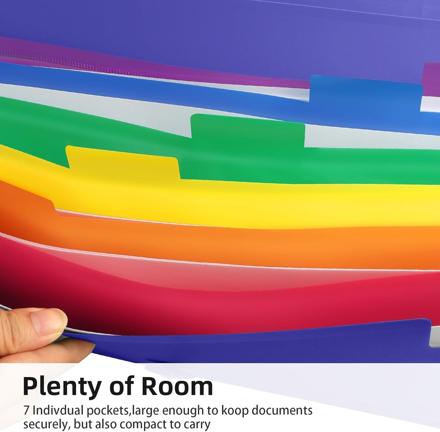 5 Pack 7 Pocket Accordian File Organizer, Expanding File Folder with Labels, Plastic Expandable File Folder for Documents Letter Size A4 Papers, Ideal for Home, Office Supplies, College Essentials