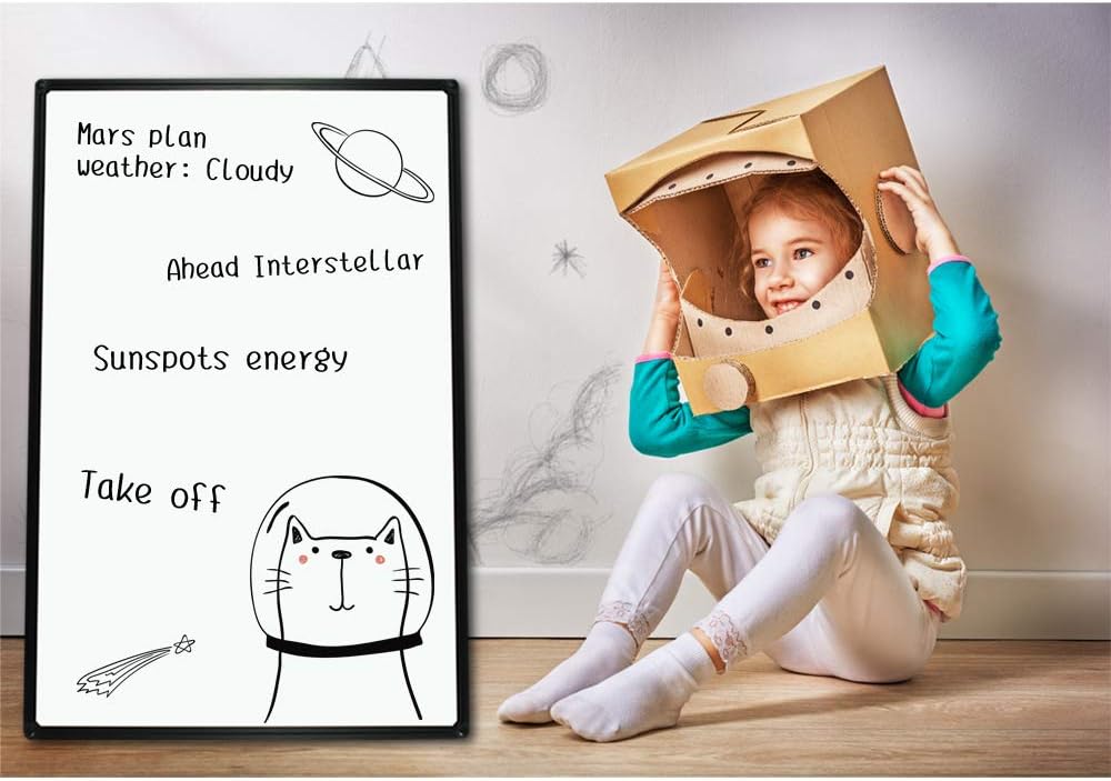 JILoffice Magnetic Whiteboard/White Board, Dry Erase Board 36 x 24 Inch, Black Aluminum Frame Wall Mounted Board for Office Home and School