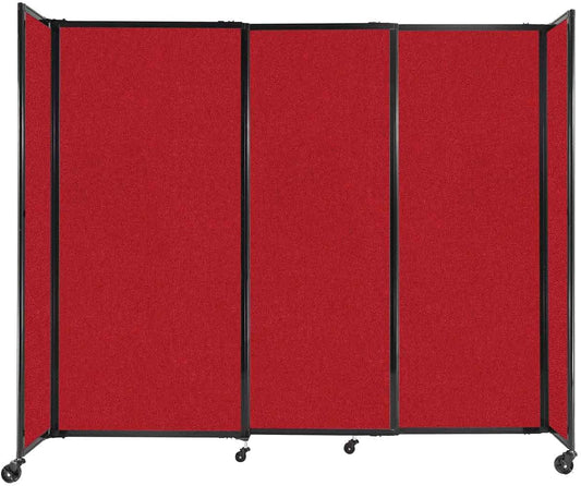 Versare Straightwall Sliding Portable Wall Partition | Freestanding Office Dividers | Locking Wheels | Temporary Room Separator | 7'2'' Wide x 6' Tall Red Fabric Panels