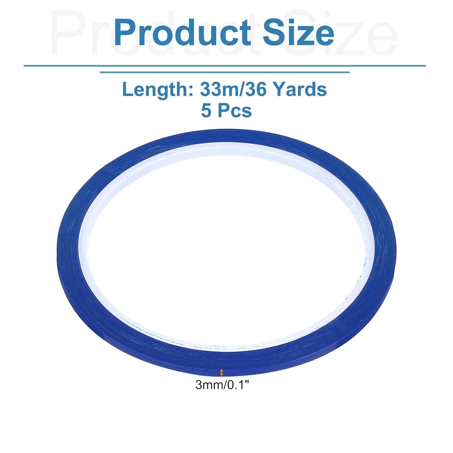 uxcell 5pcs 1/8" x 36 Yard Graphic Tape Whiteboard Grid Marking Tape Pinstripe Chart Line, Blue