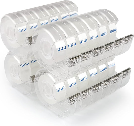 24 Pcs Transparent Tape with Dispenser, 0.7 in x 1000 in Clear Tapes and Refillable Dispensers, Office Tape Rolls with Dispenser Bulk for Craft Jobs, Gift Wrapping, Repairing, Home and School