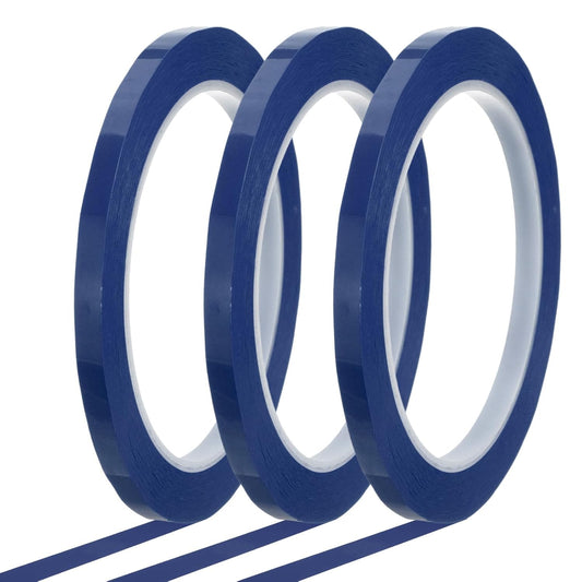 MECCANIXITY Whiteboard Tape 1/4" x 72 Yard Pinstripe Graphic Chart Line Grid Marking Tapes for Classroom Office Dry Erase Board Art, Blue, Pack of 3