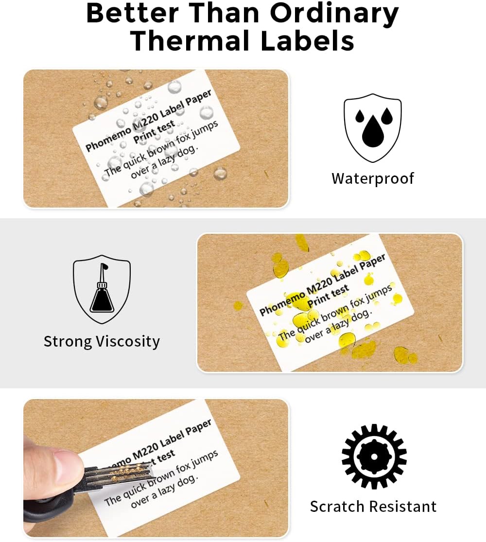 Phomemo 2.35"x 1.57" Thermal Sticker Label 180 Pcs/Roll Compatible with M220,M250,M260,M421,M221,M200 Label Printer, Strong Permanent Adhesive & Perforated, for Customer Mailer, Business Letter, Gift
