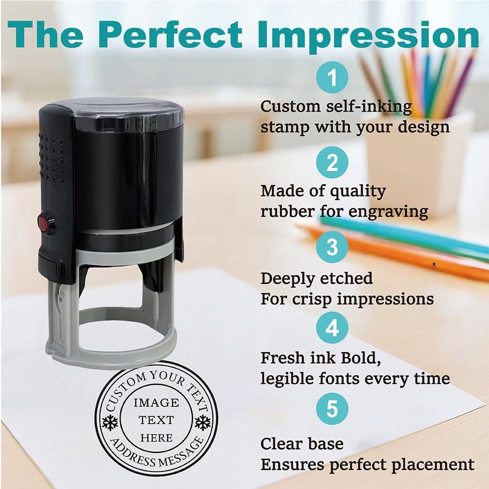 Multi-Size Custom Stamps Self Inking Personalized Logo Name Image Return Address Rubber Stamps for Office Business Personal Use(Rectangle-1.2x1.8inch)