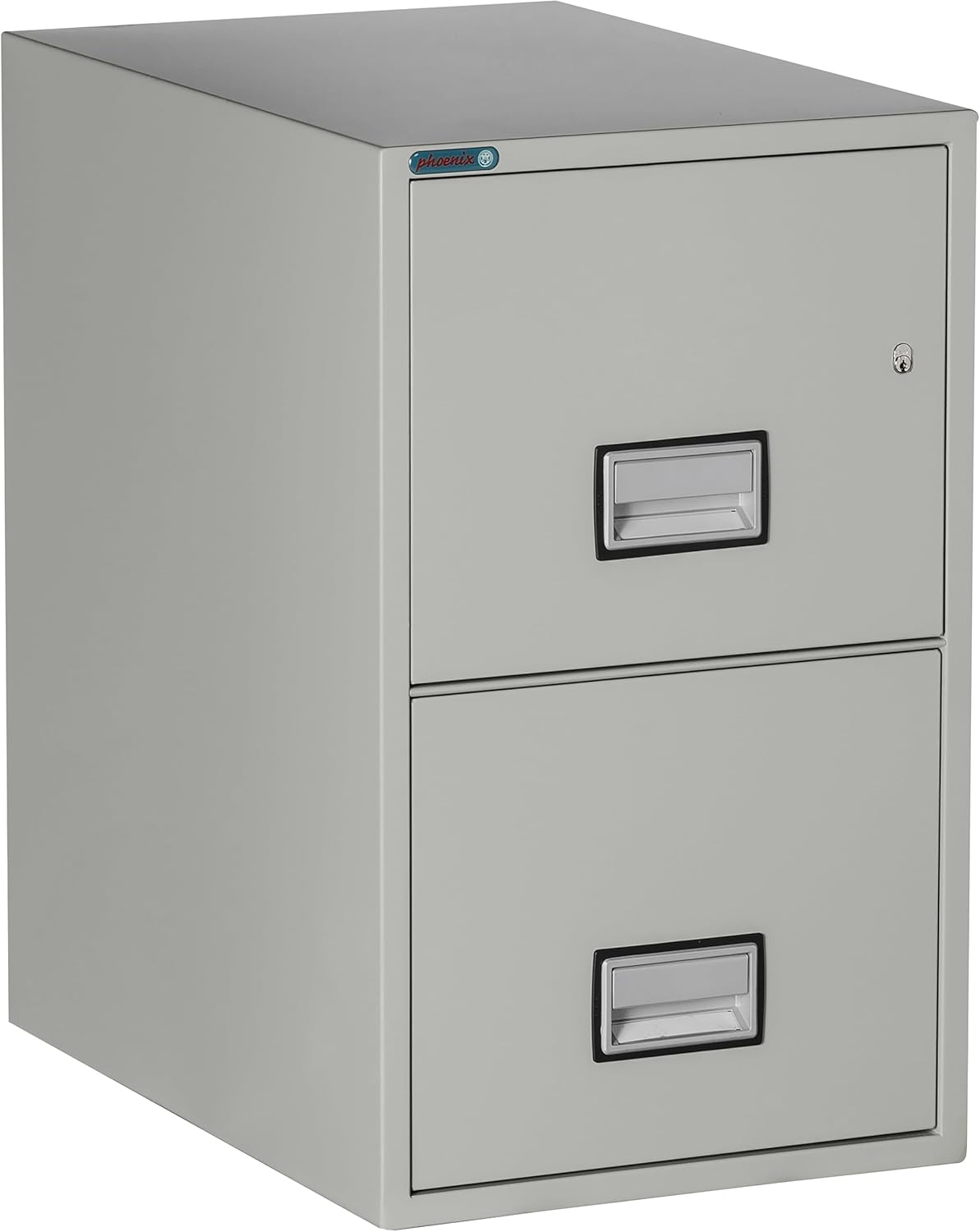 25 inch 2-Drawer Vertical Fireproof File Cabinet – Letter Size Filing – Key Lock – Water Resistant Seal – Fire and Impact Rated – Light Gray Finish – Model LTR2W25LG