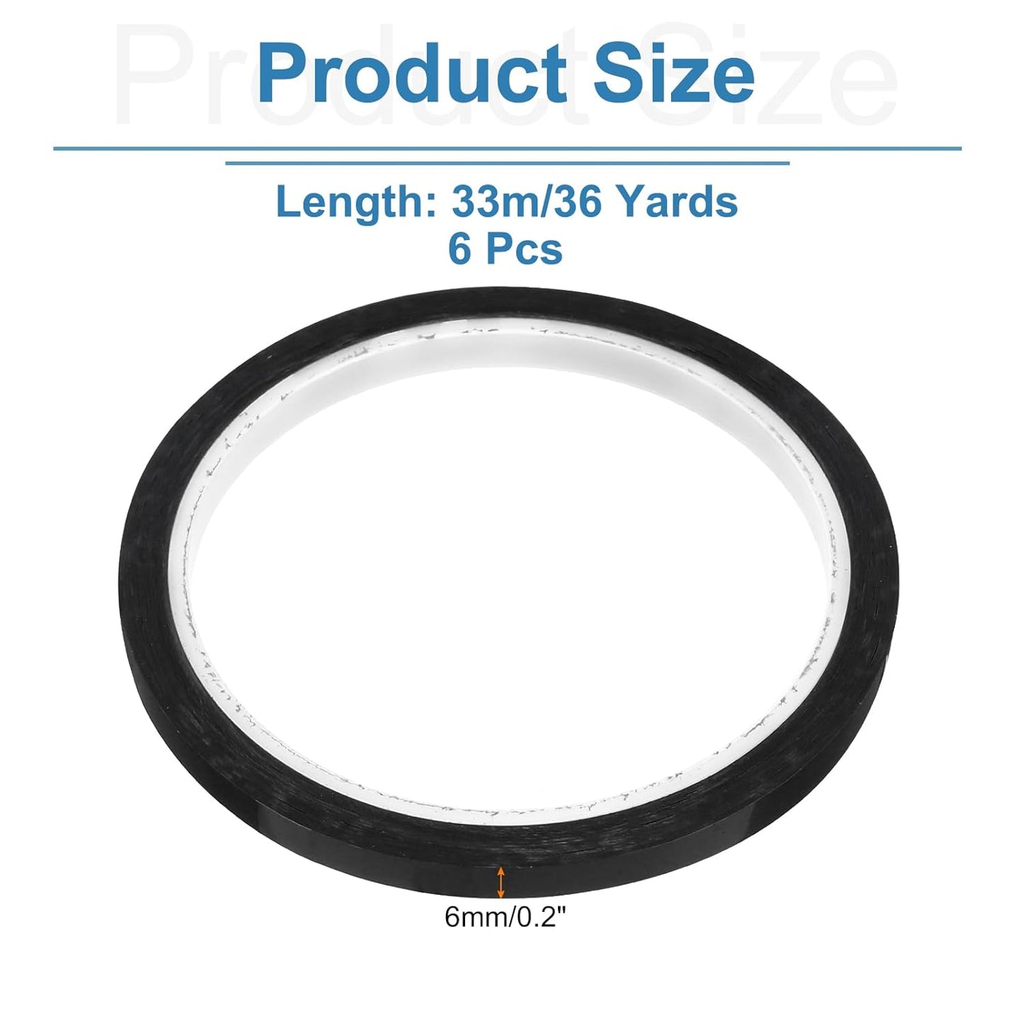 uxcell 6pcs 1/4" x 36 Yard Graphic Tape Whiteboard Grid Marking Tape Pinstripe Chart Line, Black