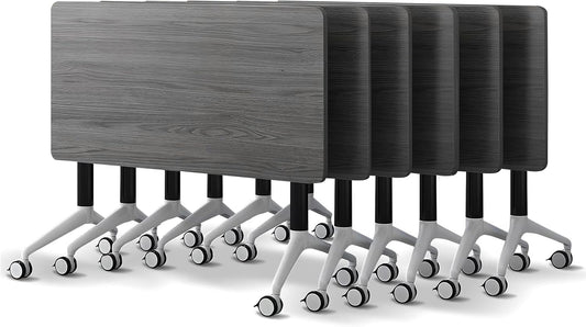 Conference Room Table with Flip-Top Design for Dynamic Meetings, Business Table Computer Desk with Heavy-Duty Frame,Foldable Seminar Meeting Tables for Home Office (6, B, 70.8IN)