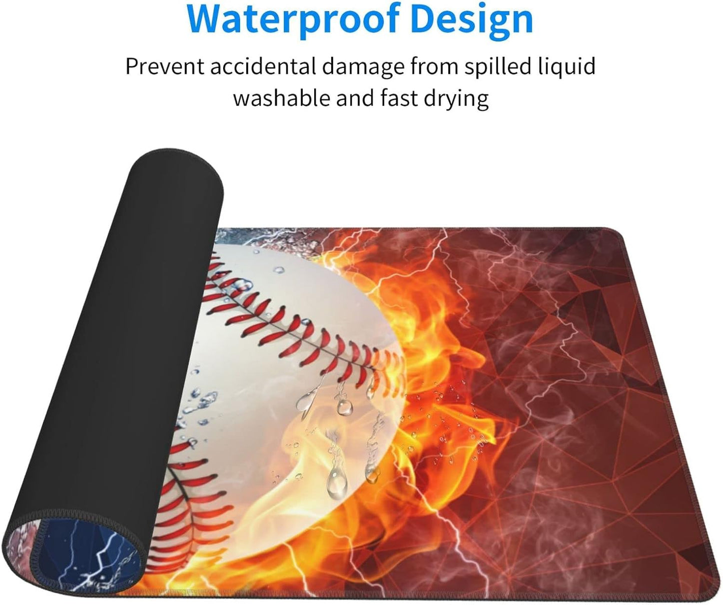 Sports-Themed Extended Large Gaming Mouse Pad with Baseball Pattern for Teens Boys Men, 29.5 x 15.8 inch Extra Large Mousepad Non-Slip Rubber Base Keyboard Desk Mat for Computer Laptop