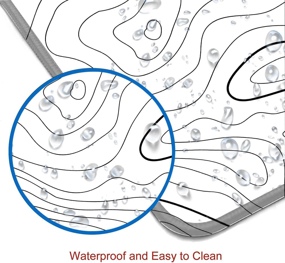 Mouse Pad Large, Extended XL Gaming Mousepad, Non-Slip Rubber Base Minimalist Keyboard Mouse Mat Desk Pad for Work, Game, Office, Home, 31.5 x 11.8 in, White Topographic Map Lines