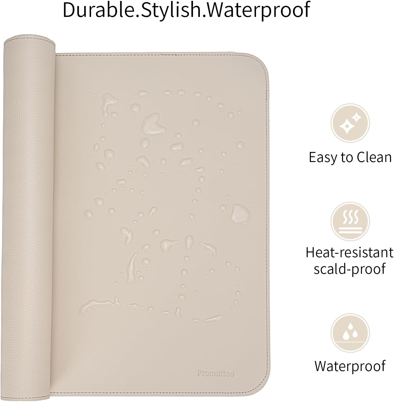 Oversized Non-Slip Desk Pad Protector – Grips Desk Firmly, Anti-Slip Like You've Never Seen! Vegan Leather Waterproof Laptop Mat for Keyboard & Mouse – Large Office Pad– Warm Beige