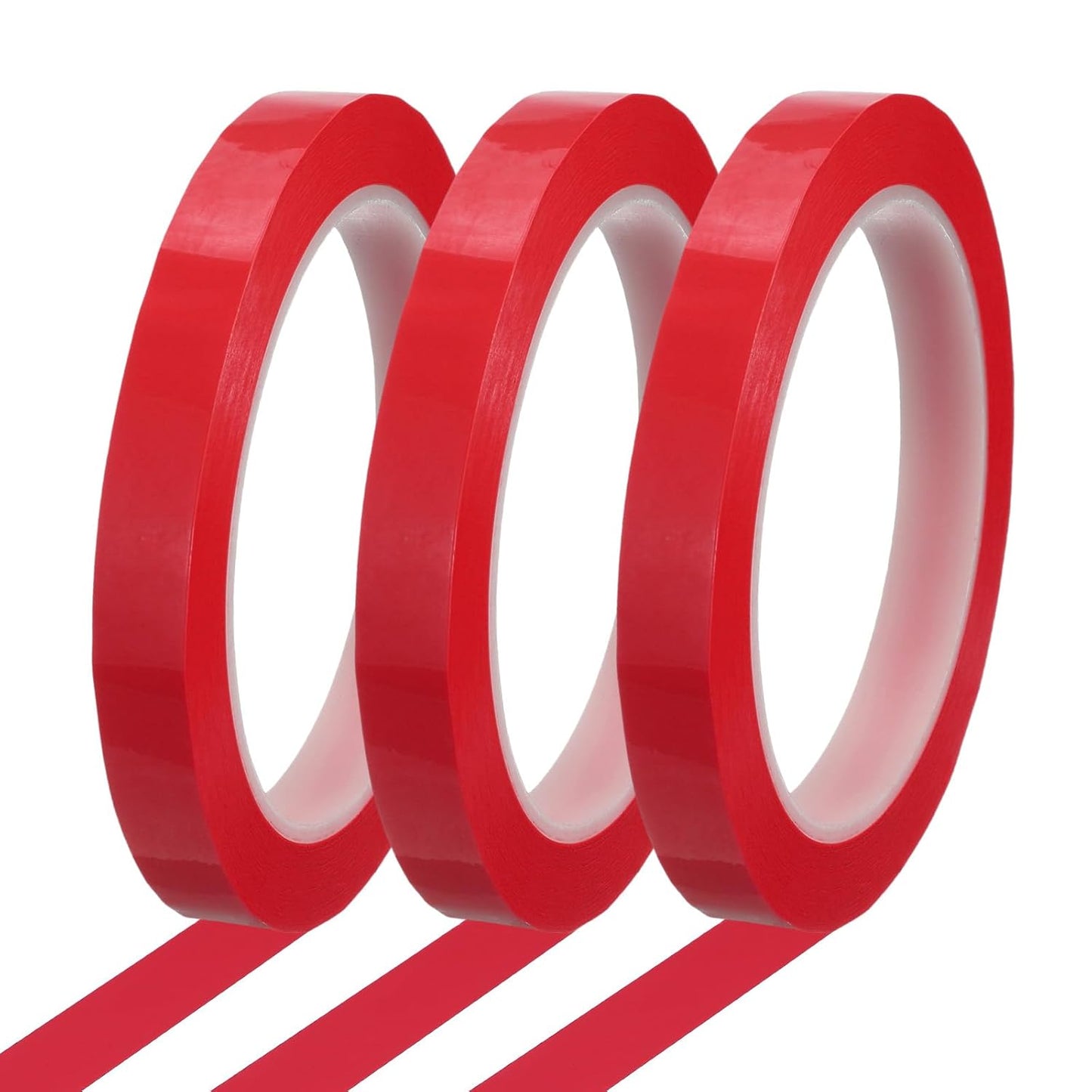 MECCANIXITY Whiteboard Tape 1/2" x 72 Yard Pinstripe Graphic Chart Line Grid Marking Tapes for Classroom Office Dry Erase Board Art, Red, Pack of 3