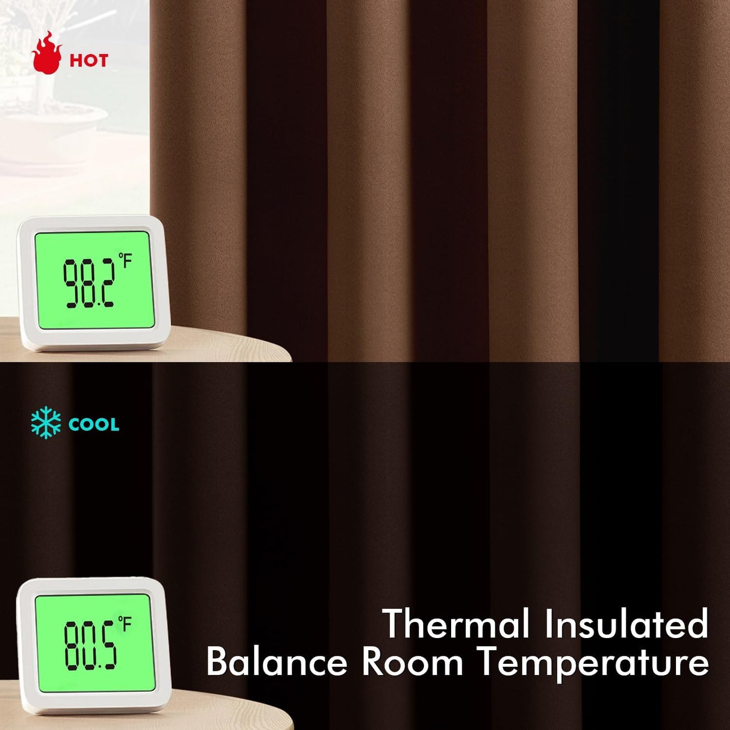 MIULEE Blackout Curtains for Bedroom Living Room 84 Inches Long 2 Panels, Thermal Insulated Room Darkening Drapes Solid Grommet Noise Reduction Light Blocking Window Treatments 40x84 Inch Mocha Brown