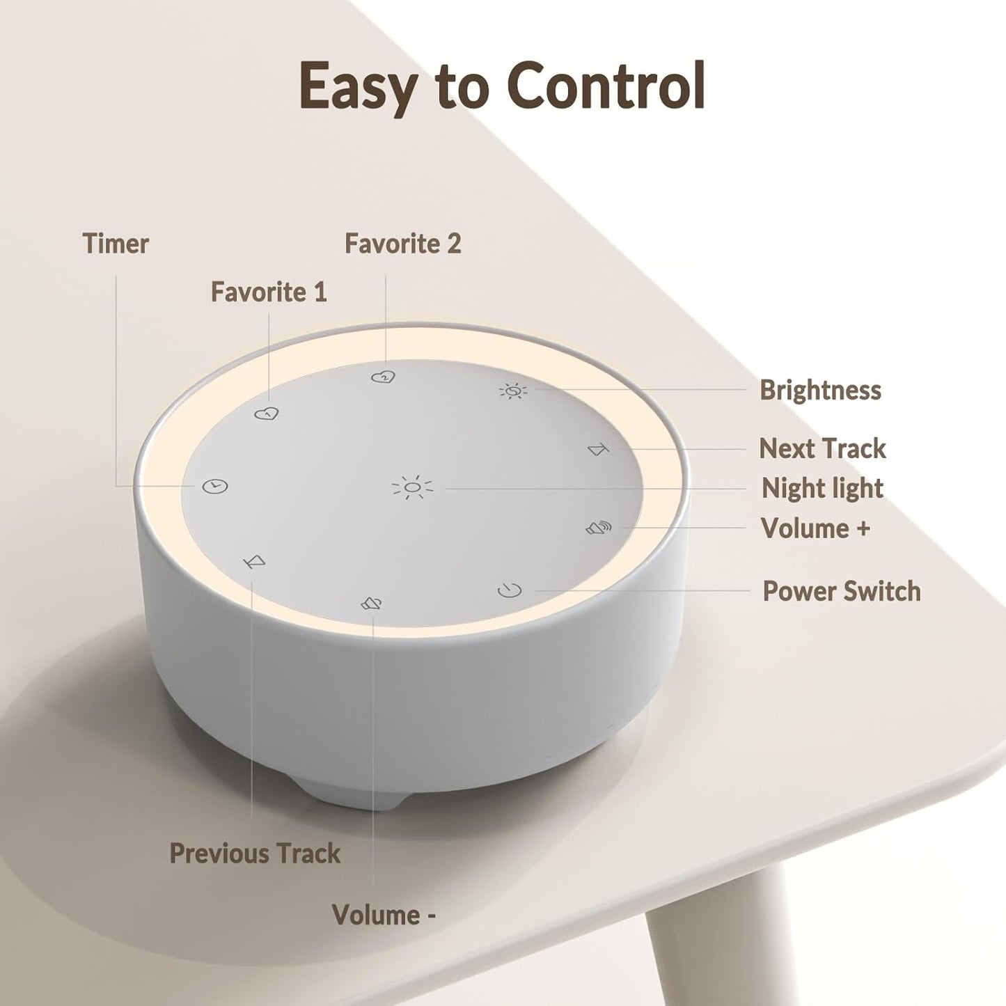 Kipcush Sound Machine & Night Light for Adults, Baby, Kids. White Noise Machine with 20 Soothing Sleep Sounds. Small Size & Portable Design for Bedroom (Gray, Small)