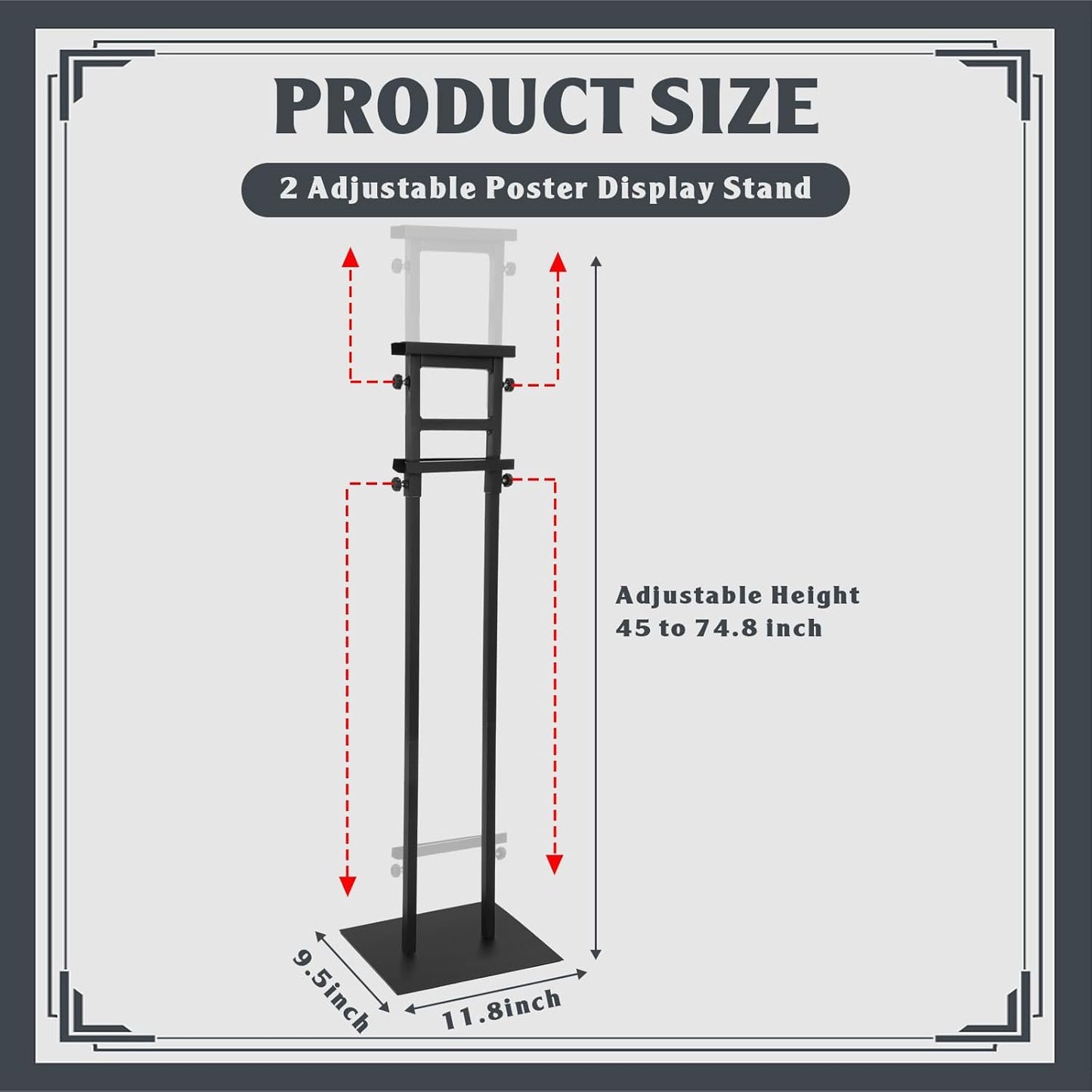 Blulu 2 Pcs Poster Stand for Display Heavy Duty Sign Holder 74.8 Inches Adjustable Poster Board Double Side Banner Stand with Base for Indoor Outdoor Board Foam Display
