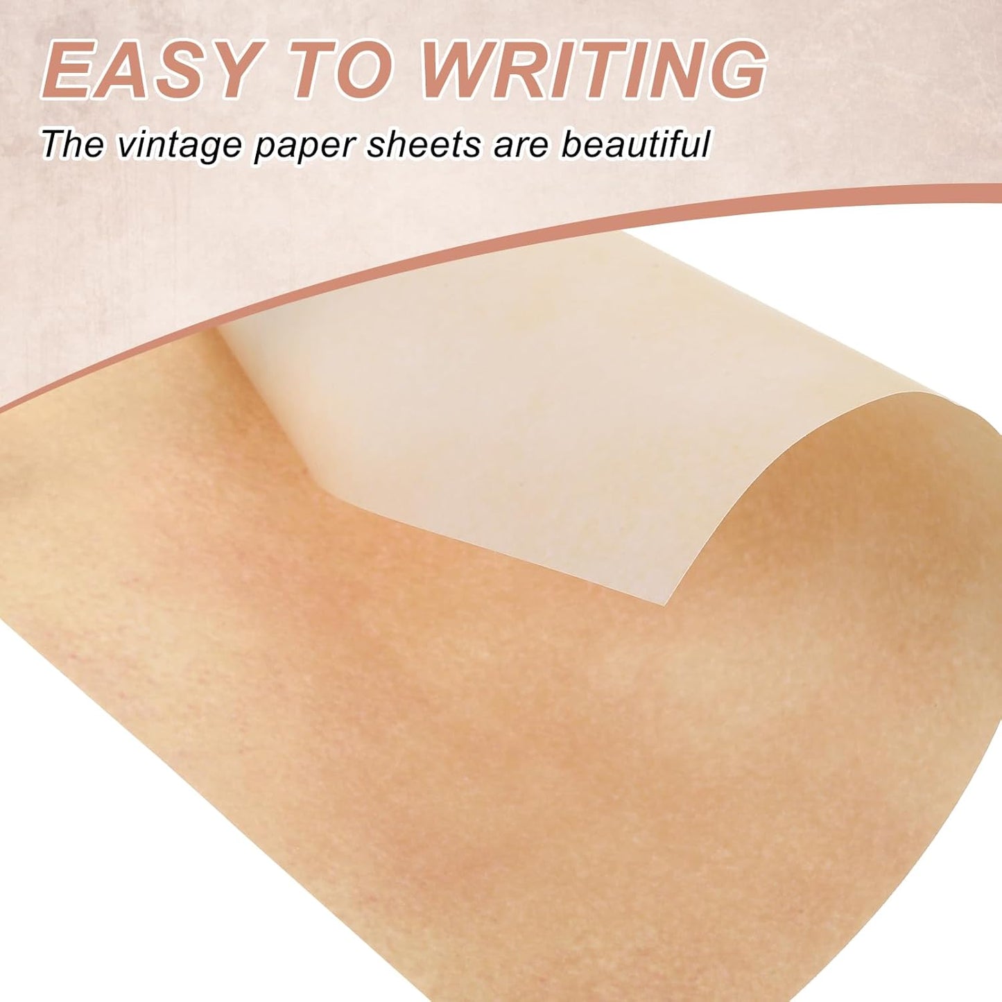 MECCANIXITY 24 Sheets Vintage Cotton Paper Printer Edge Paper Thick 120 GSM, Classic for Letter Writing, Invitations, Wedding-8 x 11 Inch,Beige Linear