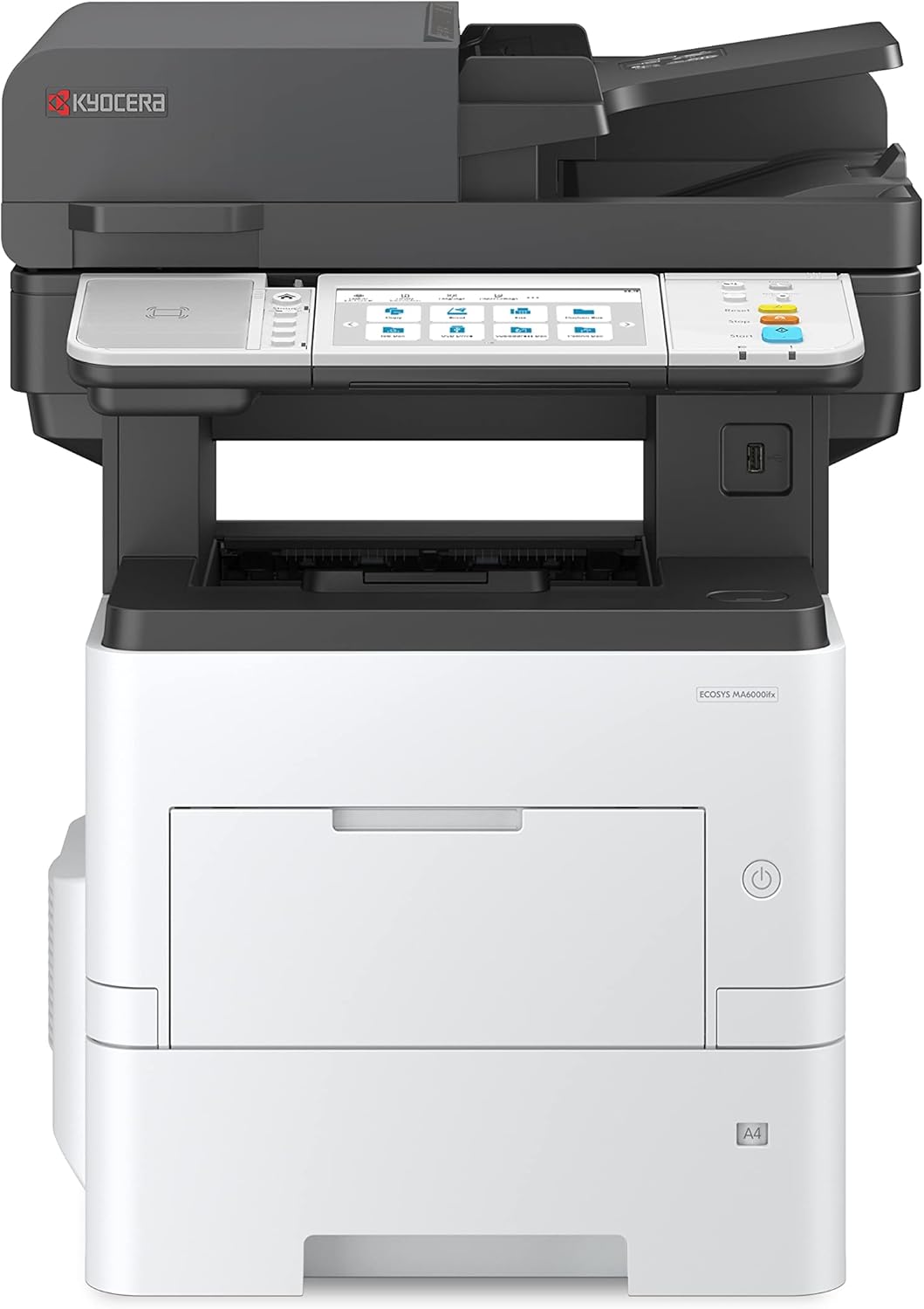 KYOCERA ECOSYS MA6000ifx All-in-One Monochrome Laser Printer (Print/Copy/Scan/Fax), 62 ppm, Up to Fine 1200 dpi, Gigabit Ethernet HyPAS Capable, 7 inch Touchscreen Panel, 512 MB