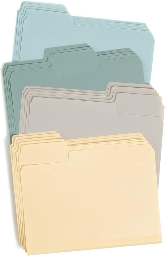 Smead SuperTab Poly Plastic File Folders for Documents, Set of 20 Plastic Folders, 1/3-Cut Tabs, File Folders Letter Size, Assorted Twilight Colors, Office Supplies, School Supplies (10521)