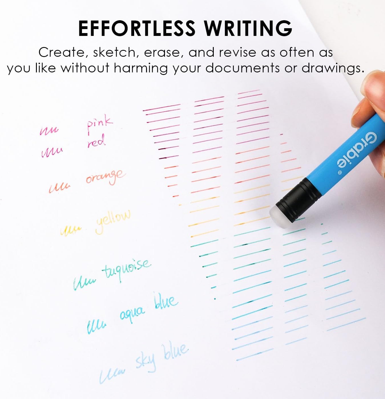 Grabie Erasable Gel Pens, 36 Colors Erasable Pens, Make Mistakes Disappear Colored Pens, Assorted Color Inks for Drawing Writing Planner,Gel Pens for Coloring, Set of 36