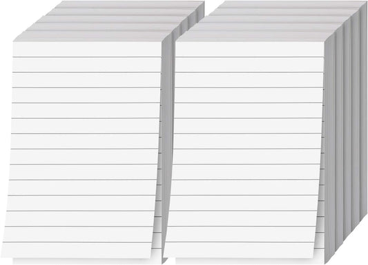 Memo Pads, White, With Black Lines – Lined Paper Notepads, Scratch / Writing Pad for Planning, To-Do Lists, Appointments, Reminders, Home, Office – 50 Sheets Per Pad, 10 Pads per Pack – 8.5" x 5.5"