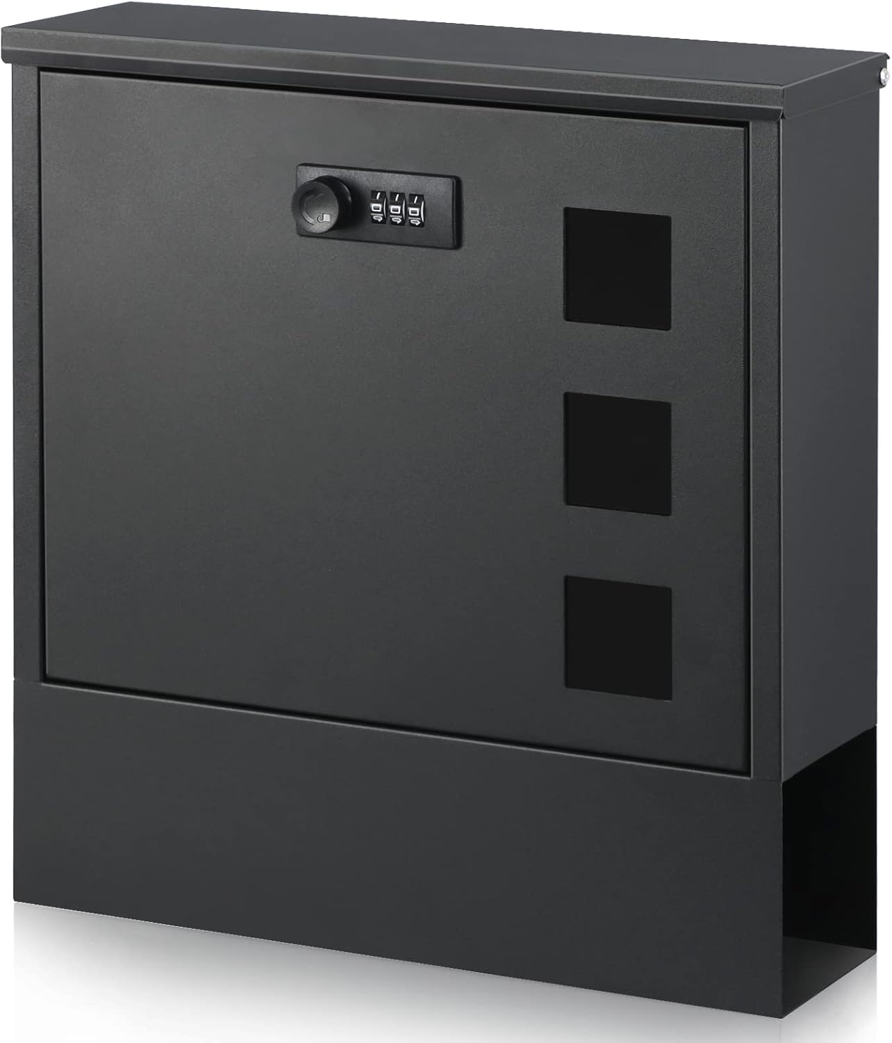 xydled Mailbox with Combination Lock,Large Capacity Wall Mounted Locking Security Mailbox,Large Mail Box with Newspaper Compartment, Black,12.8x11.8x3.3 Inch