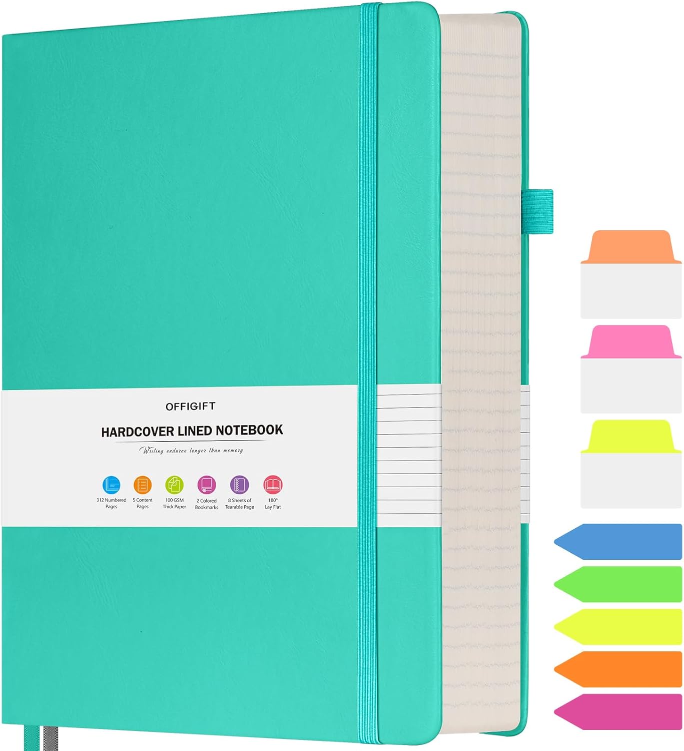 Lined Notebook Journal for Women Men, B5 College Ruled Notebook, 312 Numbered Pages Notebooks for Work, 100gsm Paper Daily Journal, Hardcover Vegan Leather Journals for Writing Office, Peacock Blue