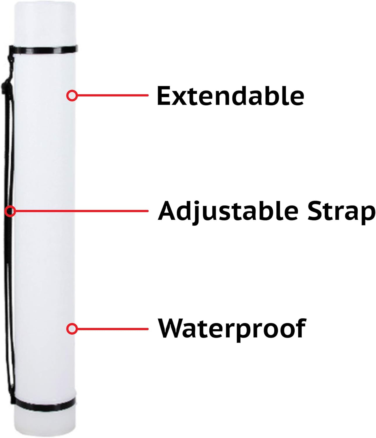 CALPALMY 2-Pack Expandable Poster Tube with Strap - White Storage Tubes 24.75" to 40" with Caps and Labels - Use for Blueprint Document Poster Carrying Case and Holder