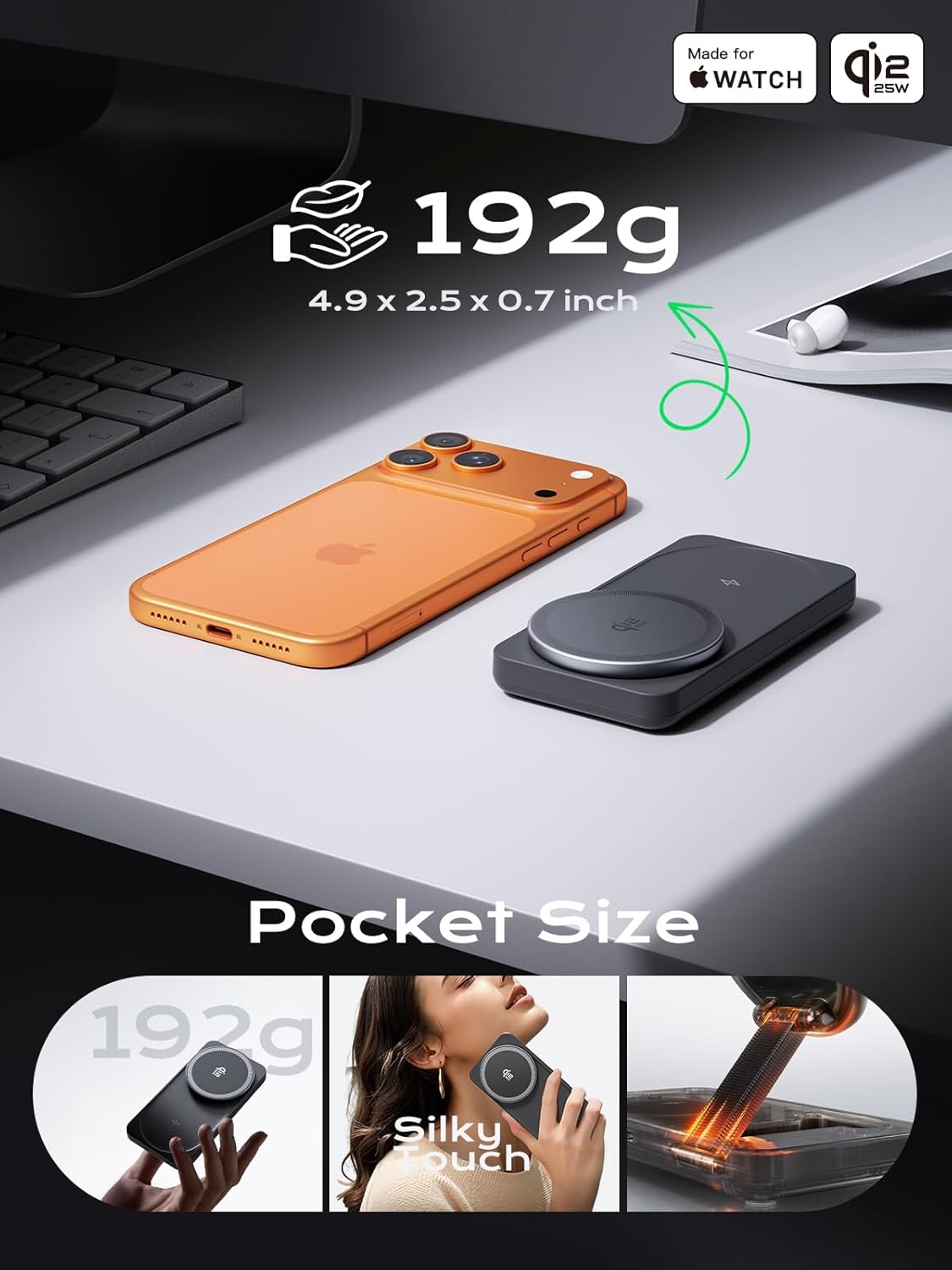 Qi 25W MagSafe 3-in-1 Wireless Charging Station, MFI Certified by Apple, Fast Foldable Charger Stand for iPhone 17/16/15/14/13/12 Pro Max, Apple Watch, AirPods(45W Adapter Included)