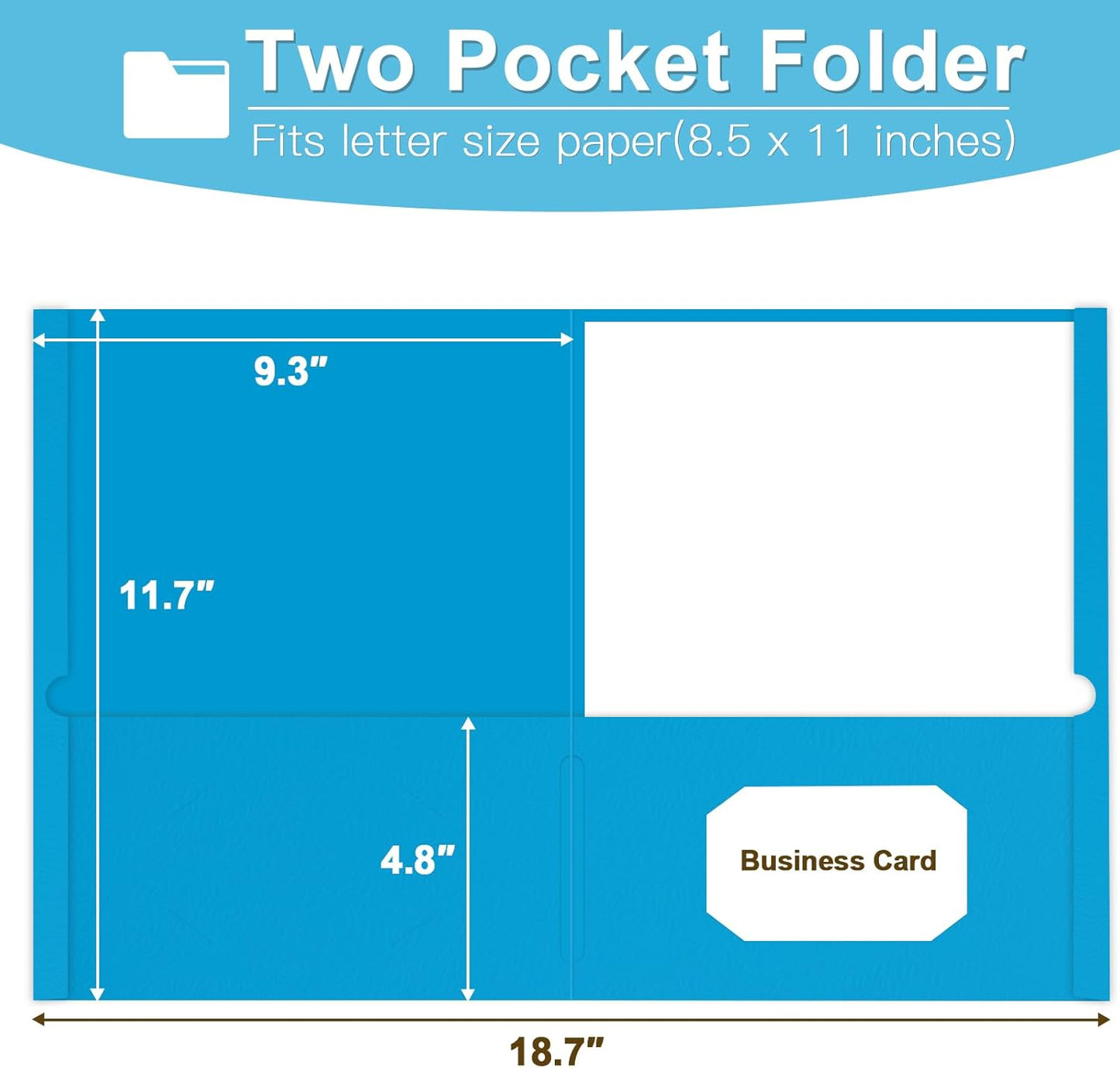 Folders with Pockets, LAYZZ 30 Pack Paper Pocket Folders, 2 Pocket File Folder Fits Letter Size Paper, for School Office and Home (Light Blue)