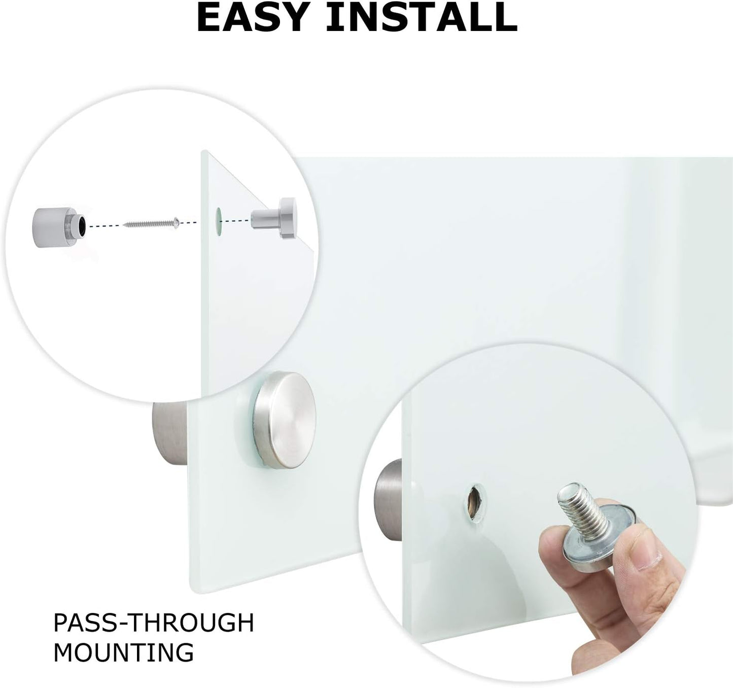 Glass Whiteboard 6'x 4', Magnetic Dry Erase Board, Large Framless Glass White Board for Wall Office School Home