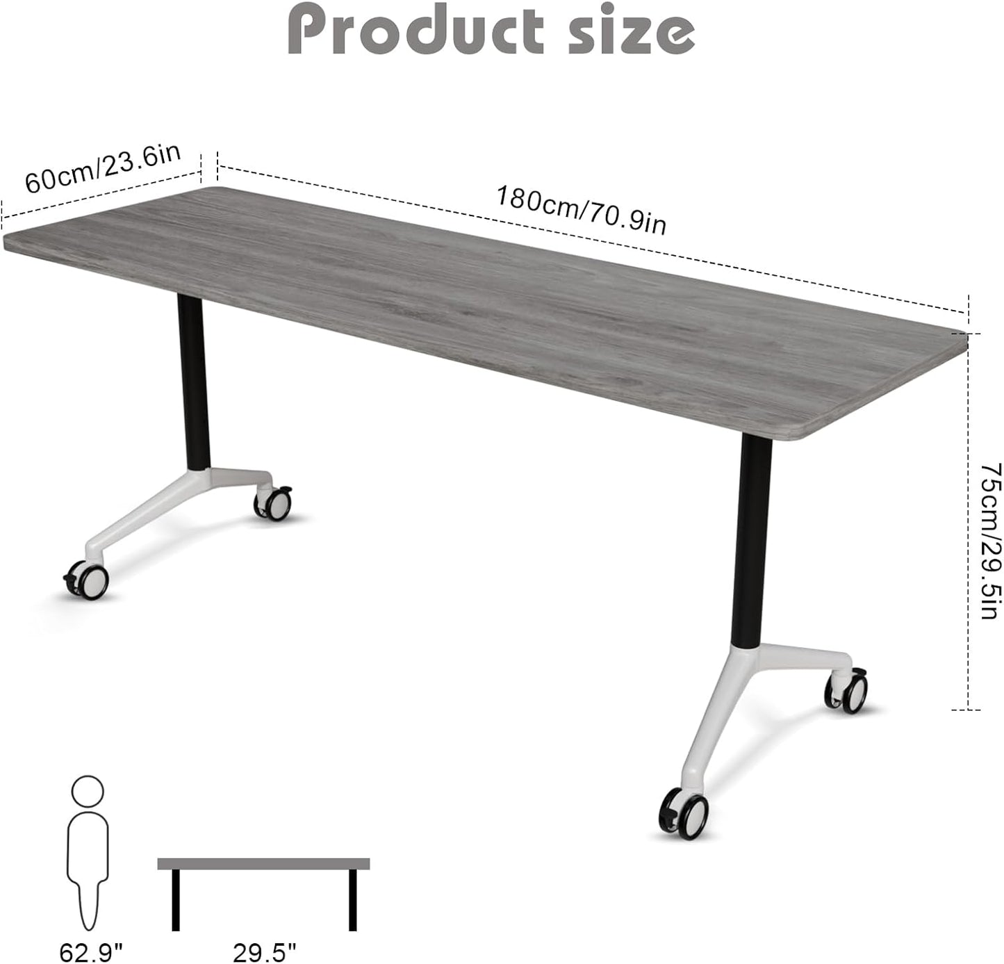 Conference Room Table with Flip-Top Design for Dynamic Meetings, Business Table Computer Desk with Heavy-Duty Frame,Foldable Seminar Meeting Tables for Home Office (6, B, 70.8IN)