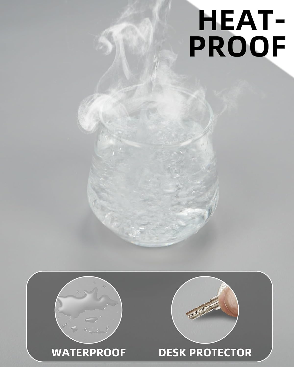 Leather Desk Pad Cover- 48" x 17" Office Desk Protector, Non-Slip PU Leather Mouse Pad, Waterproof Blotter Mat for Home (Light Grey)