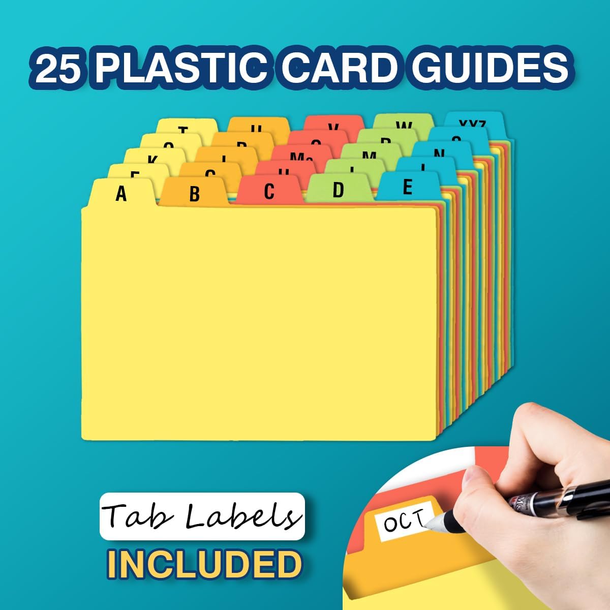 H4D 4x6 Index Card Holder with 100 Heavyweight Ruled Index Cards and 25 Plastic Dividers, Black