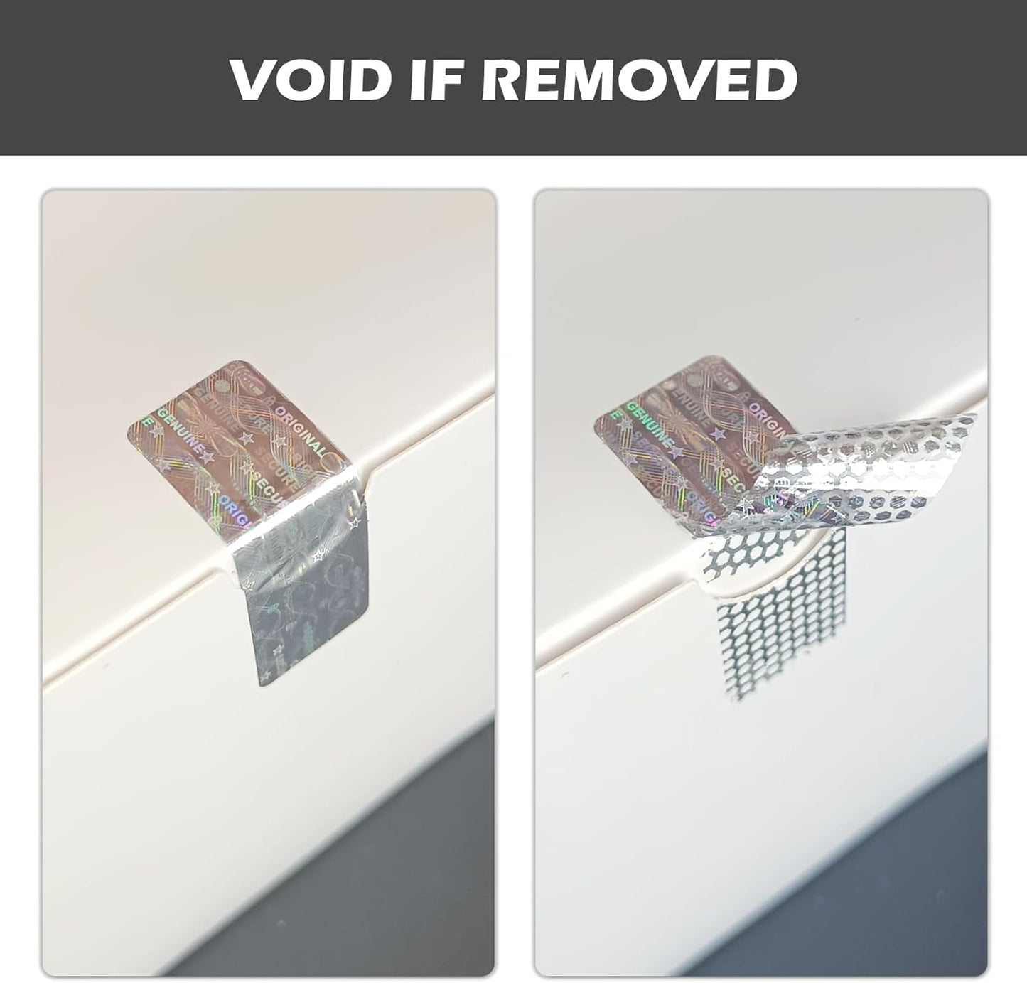 300pcs Tamper Proof Hologram Stickers Genuine Warranty Void Seal Labels tamepr evident Label Honeycomb Bottom (1.48x0.52inch)