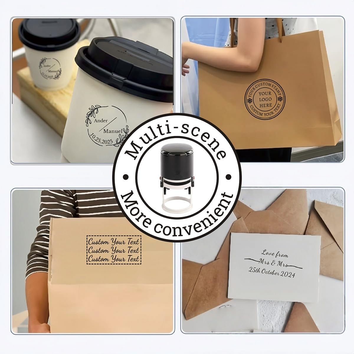 Multi-Size Custom Stamps Self Inking Personalized Logo Name Image Return Address Rubber Stamps for Office Business Personal Use (Rectangle-1.2x2.0inch)