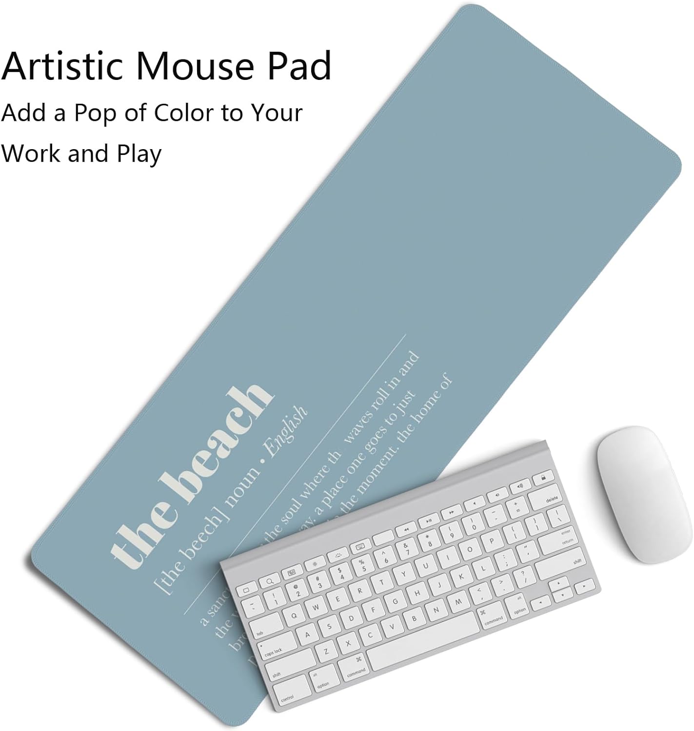 Blue Ocean Beach Mouse Pad,Blue Coastal Mouse Pad,Big Large Ocean Desk Mat,Beautiful Sentence Desk Mat,Summer Beachy Gaming Computer Pads,Beach House Decor,Gift for Beachy House,31.5x11.8Inch