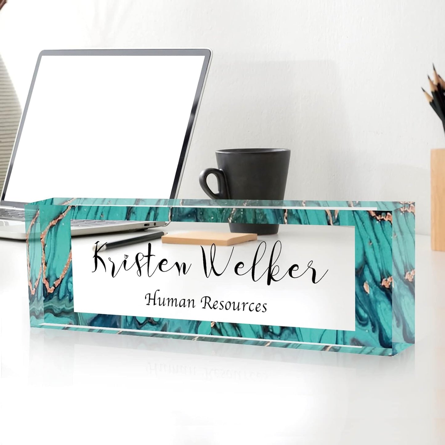 Gowelly Office Desk Name Plate Personalized |Custom Name Plates for Desk| Custom Employee Appreciation Gifts | Office Gifts for Women, Boss, Employee, Teacher, Social Worker-1